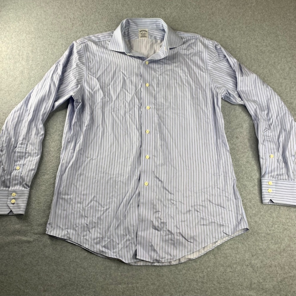 Brooks Brothers Dress Shirt 16-35 Blue Striped Regent Non-Iron Supima Cotton